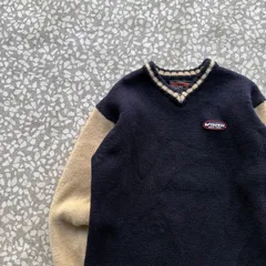 VANS / 00's- bicolor wool knit オールドバンズ　肉厚ウール　ニット　刺繍ロゴ　セーター　横ノリ　ストリート