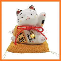 【新品】 人招き猫・風水座布団付き 招き猫 置物 開運 招福 運気アップ 商売繁盛 開店祝い 風水アイテム 金運アップ 運気上昇 ギフト 縁起物 玄関 プレゼント 雑貨 オブジェ 宝くじ (ゴールド) 1