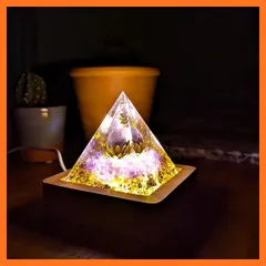 【新品】 (hej!e) オルゴナイト ピラミート 天然石 さざれ 幅約6cm orgonite pyramid 置物 パワーストーン 浄化 パワースポット スピリチュアル 健康 風水 幸運 開運 魔除け (丸玉蓮の花) 1