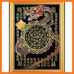A3額付き】金龍とフトマニ図のエネルギーアート｜運気上昇・浄化・開運