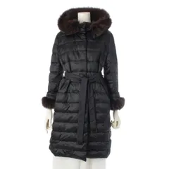 エスマックスマーラ ナイロン混 リバーシブル 取り外しファー ダウンコート アウター ブラック J42【中古】