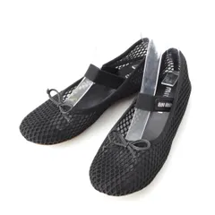 ミュウミュウ メッシュ バレリーナ バレエシューズ ブラック ホワイト 36 1/2【中古】