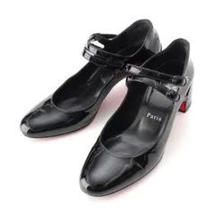 クリスチャンルブタン MISS JANE パテントレザー ラウンドトゥ メリージェーン ヒール パンプス シューズ ブラック 左36 右37【中古】
