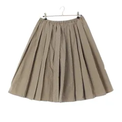 ミュウミュウ 24年 コットン×ナイロン バックロゴ刺繍 プリーツ チェック イージー ミディ スカート MG2386 ベージュ系 38【中古】