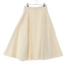 クリスチャンディオール テクニカルウール シルク フレア ロング スカート ボトムス 451J05A1166 アイボリー クリーム 44【中古】