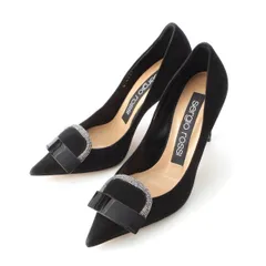 セルジオロッシ sr1 スウェード ラインストーン パンプス A78953 ブラック 34 1/2【中古】