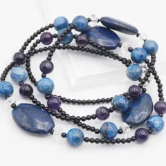 M922 ラピスラズリ オニキス アメジスト等 天然石 925刻印 ネックレス シルバー ロング デザイン 2月12月誕生石