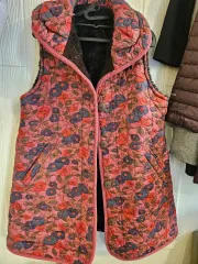 レディース66花柄キルティングファーベスト