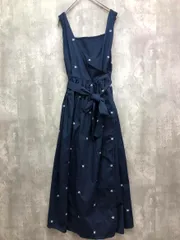 LAUIR ラウアー 2WAY フラワー エプロン ワンピース sizeM/紺 ■■ レディース