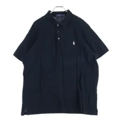 POLO RALPH LAUREN (ポロラルフローレン) CUSTOM SLIM FIT 胸ロゴ刺繍 半袖コットンポロシャツ ブラック