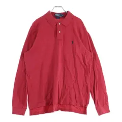 POLO RALPH LAUREN (ポロラルフローレン) CUSTOM FIT 胸ロゴ刺繍 長袖コットンポロシャツ レッド