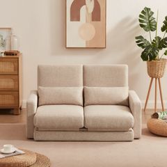 キャメル】多機能ソファー ベッド 幅117cm 収納付き展開可能 ソファー
