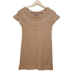 Burberry LONDON(バーバリーロンドン) ワンピース サイズ160A レディース美品  - ライトブラウン 半袖/ミニ/ニット