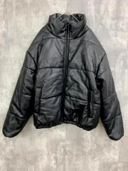 COURO コウロ 171963c ユニセックス スタンドカラーPUレザー中綿 ダウン ジャケット sizeM/黒 ◆■ レディース