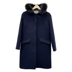 UNITED ARROWS(ユナイテッドアローズ) コート サイズ36 S レディース - ダークネイビー 長袖/フォックス/フーデッド/比翼/秋/冬