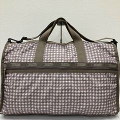 美品】レスポートサック ミニボストンバッグ 千鳥格子 花柄 刺繍 2way