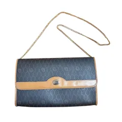 クリスチャンディオール　ショルダーバッグ　ハニカム柄　ワンショルダー　総柄　ブラウン　ヴィンテージ　フランス製