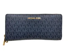 MICHAEL KORS (マイケルコース) ラウンドファスナー MKシグネチャー 長財布 BL-2309 ネイビー レディース/036