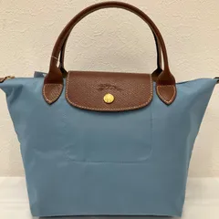 9204　LONGCHAMP　ロンシャン　プリアージュ　ルプリアージュ　ハンドバッグ　トートバッグ　水色　ライトブルー　レディース　軽量　カジュアル　シンプル　きれいめ　上品　ナイロン　レザー