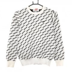 超美品】CPG セーター 白×レッド 英字総柄 ウール混 ニット レディース