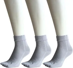 エデン・ジャパン 日本製 5本指ソックス レディース 表糸綿100％ 口ゴムなし 3足組 A03G (グレー,  22-25cm)