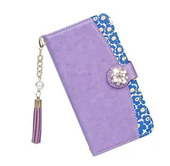 iPhone12 iPhone12Pro 手帳ケース ケース カバー 保護 ストラップ付き ポケット付き カード収納 スタンド機能 ベルトタイプ レザー調 合皮 花 花柄 フラワー 北欧 バイカラー ラインストーン キラキラ 可愛い パープル