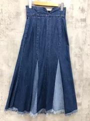 MERCURYDUO マーキュリーデュオ 切り替え フレア 裾フリンジ マーメイド デニムスカート sizeM/青  ■■ レディース