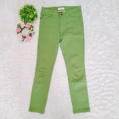 【ルスーク】 ストレッチパンツ （SS） グリーン スキニーパンツ 大人可愛い