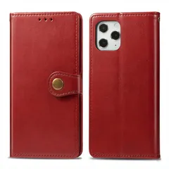 iPhone12ProMax 手帳型ケース カバー シンプル レザー 合皮 マグネットボタン カード収納 スタンド 閉じたまま通話可能 ストラップホール付き