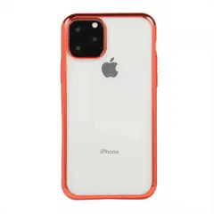 iPhone12ProMax ケース カバー 背面ケース ソフトケース 縁入りクリアケース 透明 フチカラー フチ フレーム メタリック メッキ TPU素材 マイクロドット加工 密着痕防止