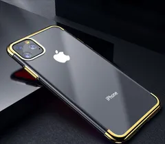 iPhone12ProMax ケース 背面ケース ソフトケース 縁入りクリアケース 透明 フチカラー フチ フレーム メタリック メッキ TPU素材 マイクロドット加工 密着痕防止