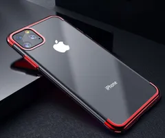 iPhone12ProMax ケース 背面ケース ソフトケース 縁入りクリアケース 透明 フチカラー フチ フレーム メタリック メッキ TPU素材 マイクロドット加工 密着痕防止