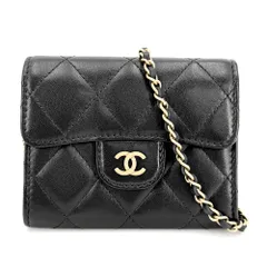 【在庫一掃】 シャネル ショルダーバッグ レディース クラシック フラップコインパース ミニチェーンショルダーバッグ  マトラッセ  ポシェット コインケース CHANEL ラムスキン ブラック 黒 マットゴールド金具 美品【中古品】