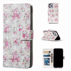 iPhone12ProMax 手帳型ケース カバー ホログラム イラスト アート フラワー レザー 合皮 マグネット開閉 カード収納 スタンド