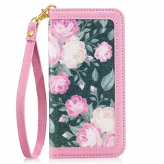 iPhone12ProMax ケース カバー 手帳型 花柄 レトロ プリズムラメ 大人かわいい ミラー付き ストラップ付き カード収納 スタンド機能 キラキラ グリッター シャイニー フラワー ブーケ フローラル 薔薇