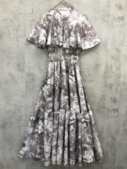 rienda リエンダ フレアスリーブ ペイントフラワー ワンピース sizeS/グレー系 ■◆ レディース