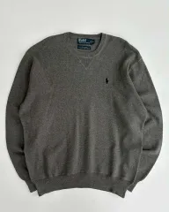 M ポロ ラルフローレン グレー コットン ニット セーター