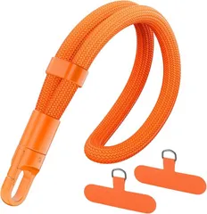 COCASES ハンドストラップ リストストラップ 360°回転 携帯ストラップ 7mm太さ ストラップホルダー2枚入り 落下 紛失防止 カメラ キー USBメモリ用 全機種対応 (オレンジ,  通用)