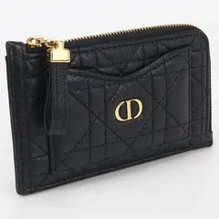 DIOR ディオール ジップカードホルダー ディオールカロ 小銭入れ カーフ【中古】 レディース