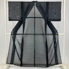 たんす屋 TANSU-YA 着物 リユース着物 夏紬 黒 カジュアル 紗 抽象柄 夏 絹 未洗い 【身丈】152cm【裄丈】63.5cm MS7400