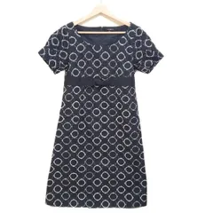 TOCCA(トッカ) ワンピース サイズ4 S レディース美品  - 黒×白 クルーネック/半袖/ひざ丈/刺繍/ドット柄