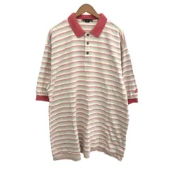 NIKE ナイキ ナイキゴルフ 半袖ポロシャツ サイズ:XL ボーダー 90ｓ オーバーサイズ 古着    グレー/ピンク/ベージュ メンズ / 240001185855