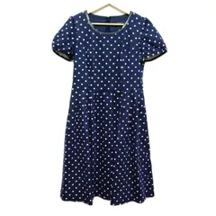 COTOO(コトゥー) ワンピース サイズ40 M レディース美品  - ダークネイビー×白 クルーネック/半袖/ひざ丈/ドット柄/スパンコール