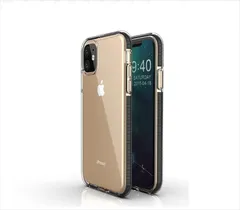 iPhone13 背面タイプ ケース カバー ソフトケース クリアケース シンプル フレームカラー 二重構造 耐衝撃 マイクロドット加工 枠 フチ ブラック
