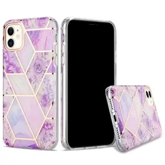 iPhone13 背面タイプ ケース カバー ゴールドメッキ 花柄 フラワー 可愛い おしゃれ パープル