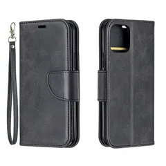 iPhone13Pro 手帳タイプ ケース カバー カバー シンプル レザー 合皮 マグネット開閉 カード収納 スタンド ハンドストラップ付き ブラック