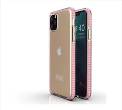 iPhone13Pro 背面タイプ ケース カバー ソフトケース クリアケース シンプル フレームカラー 二重構造 耐衝撃 マイクロドット加工 枠 フチ ライトピンク