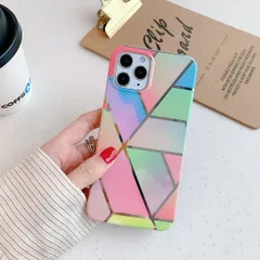iPhone13Pro 背面タイプ ケース カバー 幾何学模様 大理石 水彩 ラメ おしゃれ かわいい ソフトケース パステルカラー カラフル 虹色