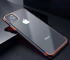 iPhone13ProMax (6.7inch) 背面タイプ ケース カバー ソフトケース 縁入りクリアケース 透明 フレーム メタリック メッキ TPU素材 マイクロドット加工 密着痕防止 ローズゴールド