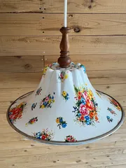 アンティーク家具 昭和レトロ 花柄 電気傘 ペンダントライト